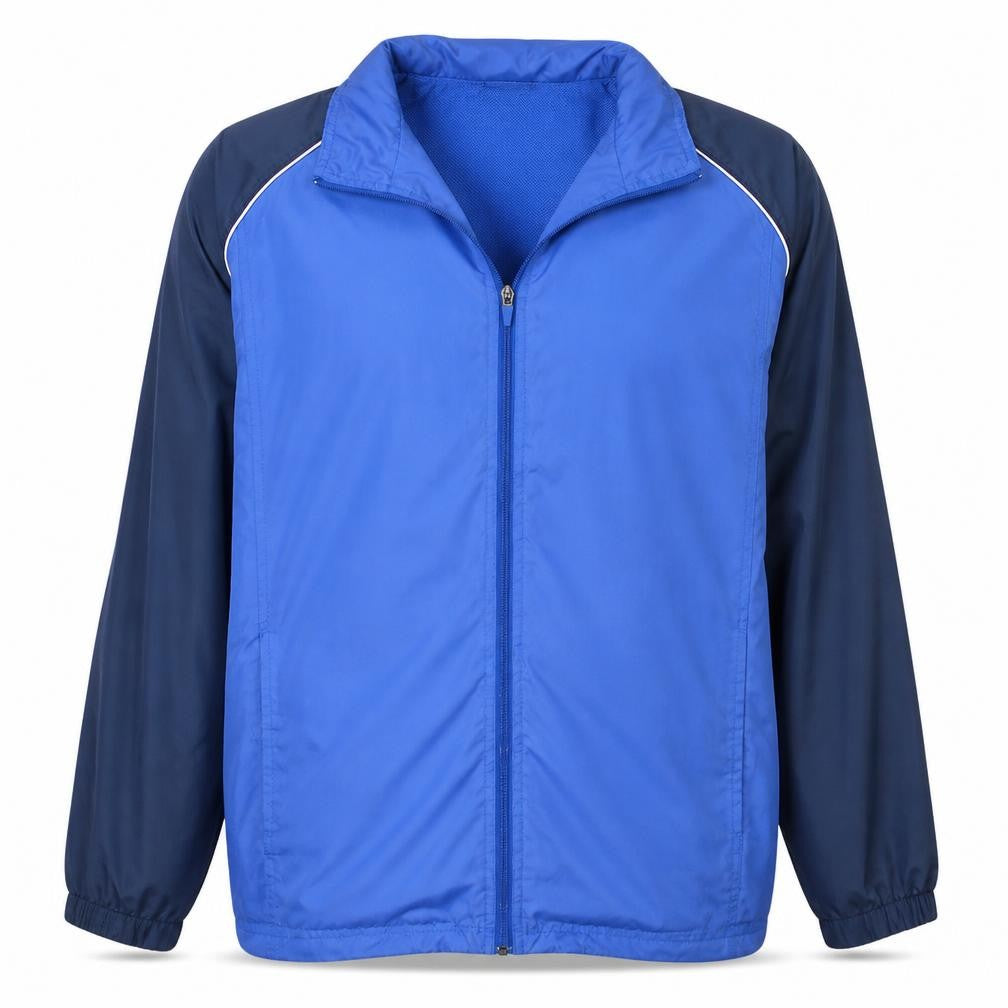Front view of Nike Men's Blue Medium Windbreaker Jacket Lightweight Full Zip
