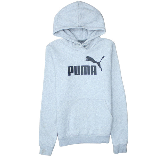 Puma Womens Grey Hoodie Size 8 Pullover Logo Hooded Sweatshirt