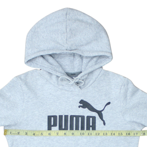 Puma Womens Grey Hoodie Size 8 Pullover Logo Hooded Sweatshirt