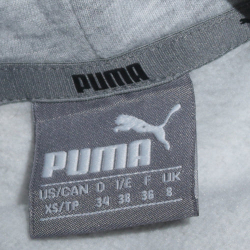 Puma Womens Grey Hoodie Size 8 Pullover Logo Hooded Sweatshirt