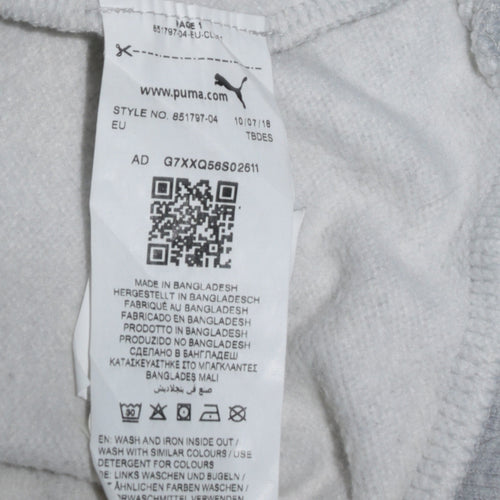 Puma Womens Grey Hoodie Size 8 Pullover Logo Hooded Sweatshirt