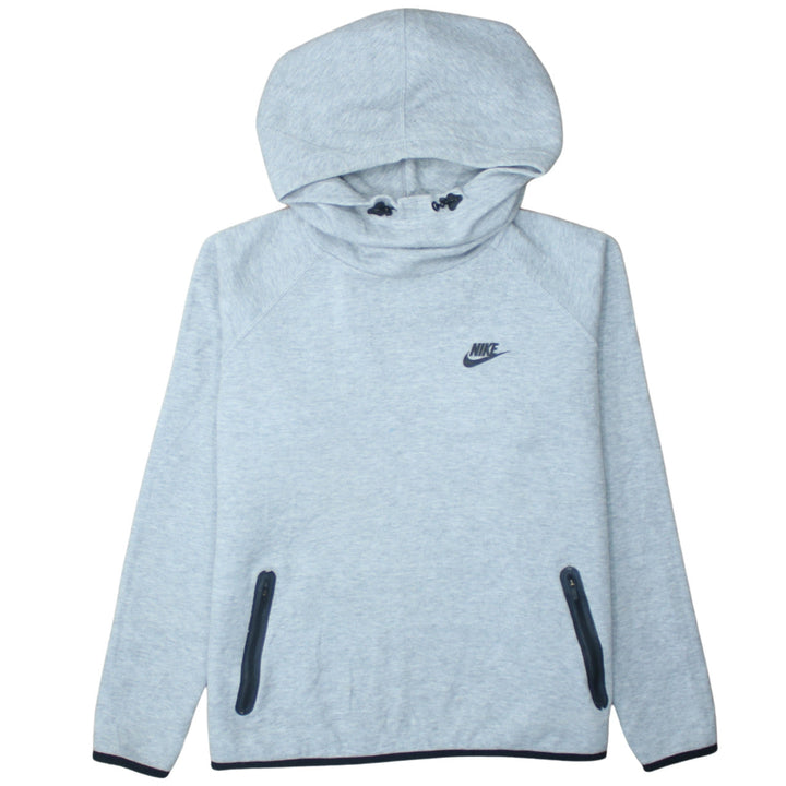Nike Women Grey Hoodie Large Pullover Long Sleeve Cotton Blend