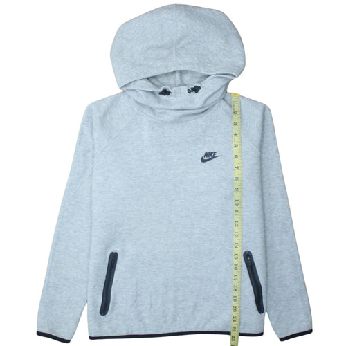 Nike Women Grey Hoodie Large Pullover Long Sleeve Cotton Blend