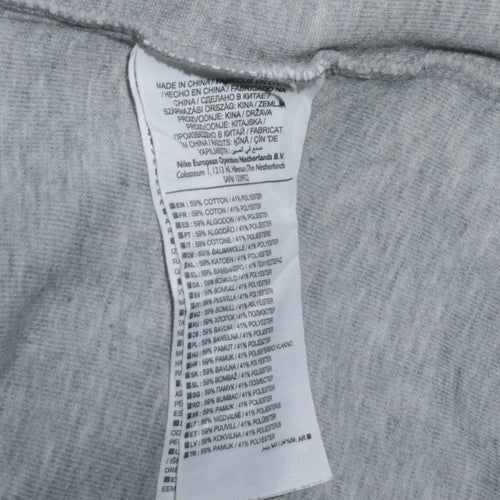Nike Women Grey Hoodie Large Pullover Long Sleeve Cotton Blend