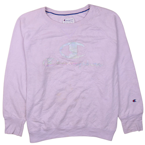 Champion Womens Lilac Pullover Sweatshirt 2XL Logo Print Crew Neck