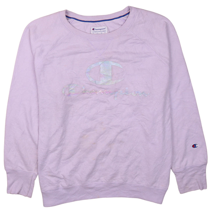 Champion Womens Lilac Pullover Sweatshirt 2XL Logo Print Crew Neck