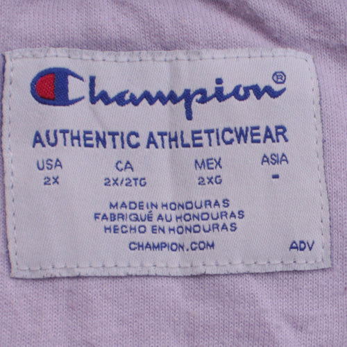 Champion Womens Lilac Pullover Sweatshirt 2XL Logo Print Crew Neck