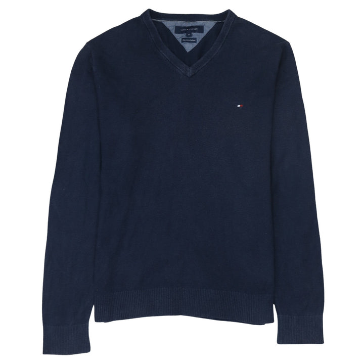 Tommy Hilfiger Men’s Blue V-Neck Cotton Cashmere Pullover Sweatshirt M