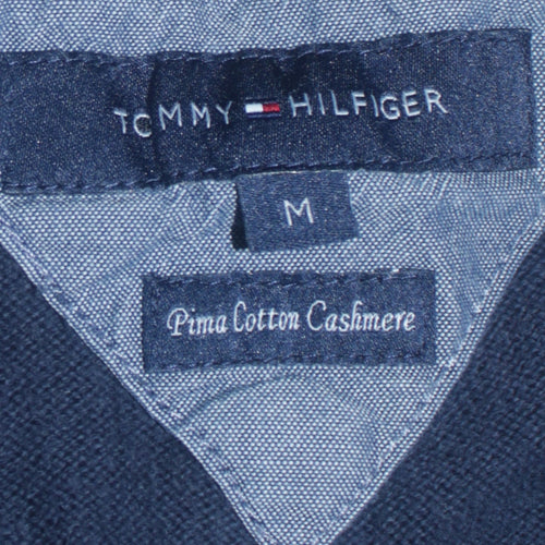 Tommy Hilfiger Men’s Blue V-Neck Cotton Cashmere Pullover Sweatshirt M