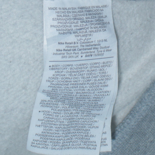 Nike Men’s Grey Full Zip Hoodie M Fleece Lined Sportswear