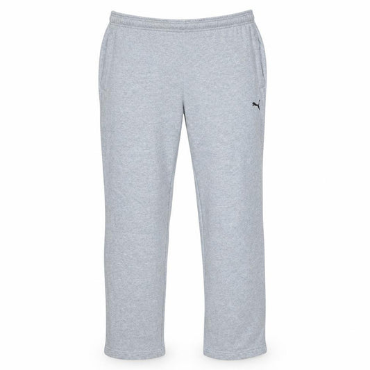 Front view of Puma Men's Grey L Sweatpants Joggers Elastic Waist Soft Cotton Blend