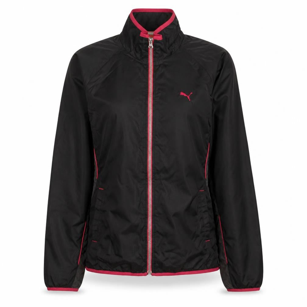 Front view of Puma Women's Black Lightweight Windbreaker Jacket, size L