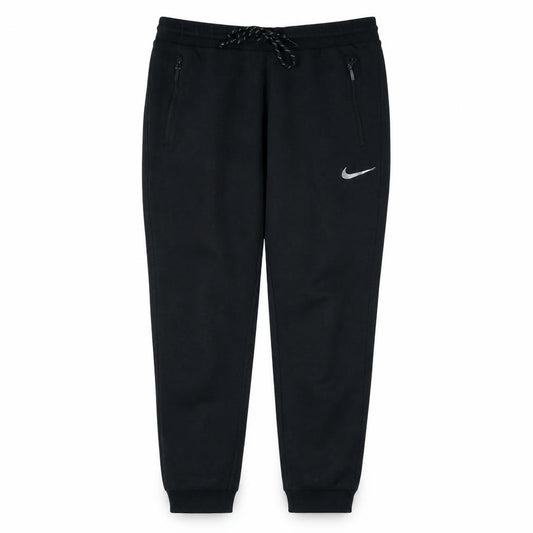 Front view of Nike Men Black Fleece Jogger Trousers M Regular Fit Sportswear