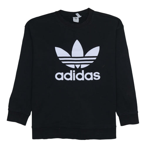 Adidas Womens Black 2XL Crew Neck Logo Pullover Sweatshirt