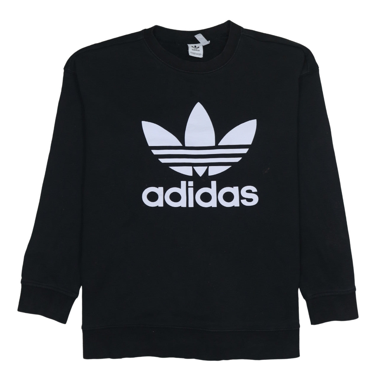 Adidas Womens Black 2XL Crew Neck Logo Pullover Sweatshirt