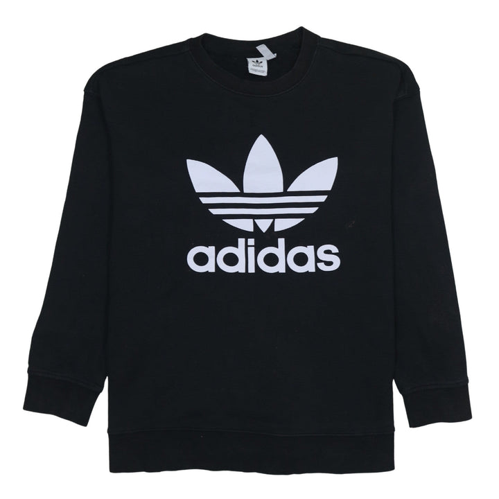 Adidas Womens Black 2XL Crew Neck Logo Pullover Sweatshirt