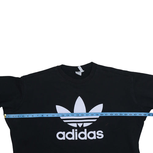 Adidas Womens Black 2XL Crew Neck Logo Pullover Sweatshirt