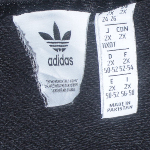 Adidas Womens Black 2XL Crew Neck Logo Pullover Sweatshirt