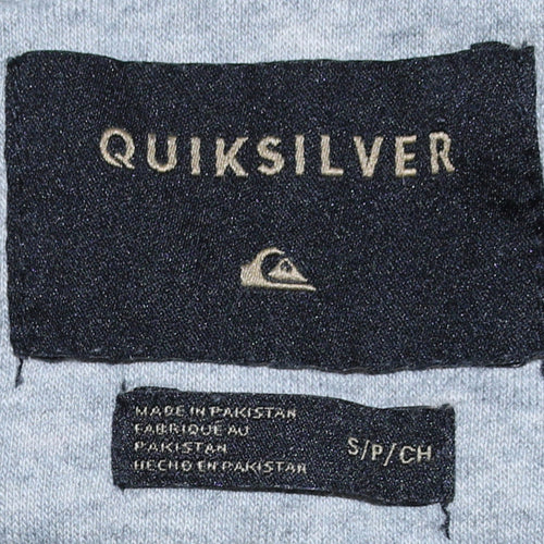 Quiksilver Men Grey Pullover Hoodie Small Graphic Logo