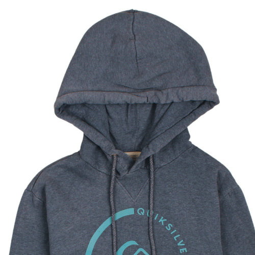 Quiksilver Men Grey Pullover Hoodie Small Graphic Logo