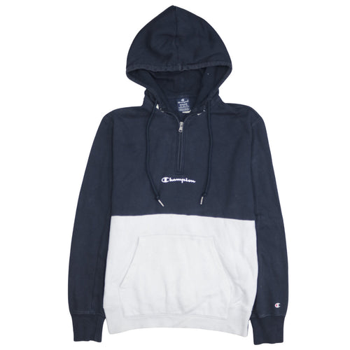 Champion Men's Blue 1/2 Zip Fleece Hoodie Medium