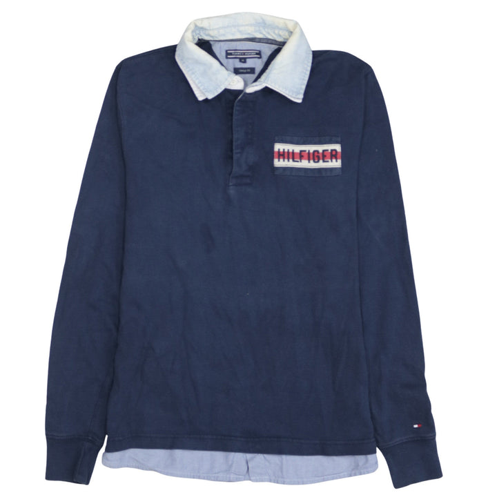 Tommy Hilfiger Men's Blue Collared Long Sleeve Vintage Fit Sweatshirt M