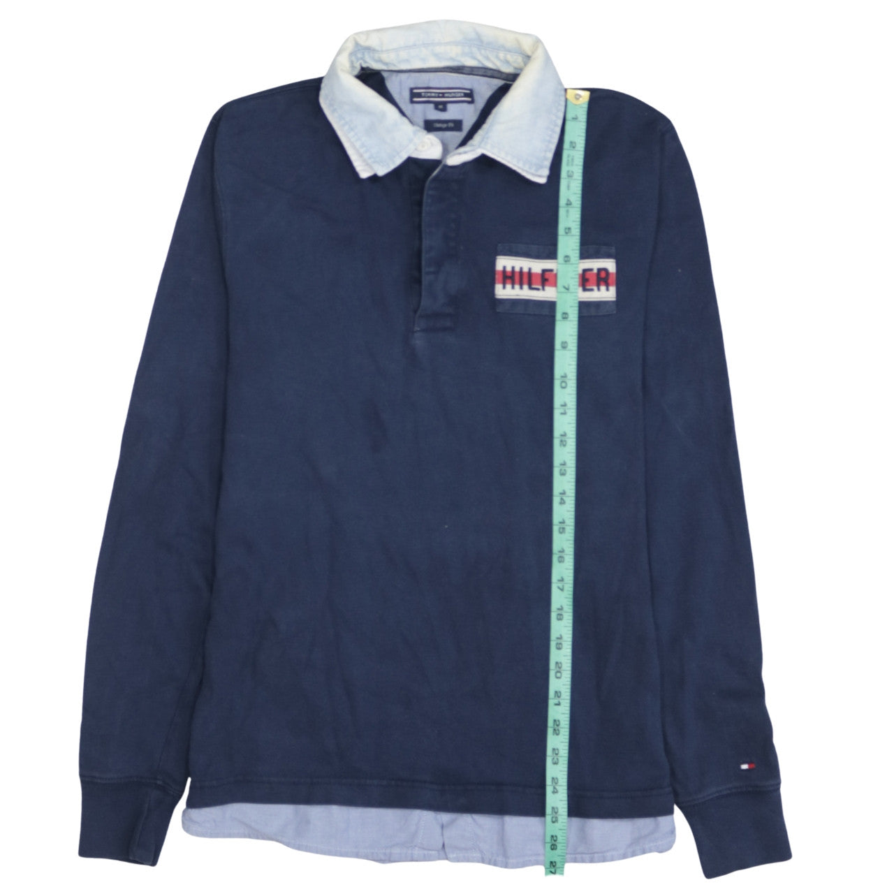 Tommy Hilfiger Men's Blue Collared Long Sleeve Vintage Fit Sweatshirt M