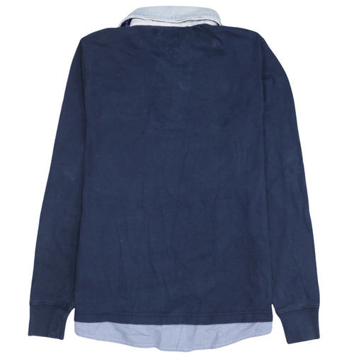 Tommy Hilfiger Men's Blue Collared Long Sleeve Vintage Fit Sweatshirt M