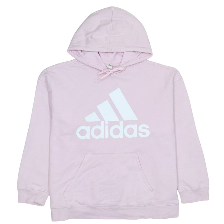 Adidas Women Pink Pullover Hoodie L 16-18 Hooded Logo Sweatshirt