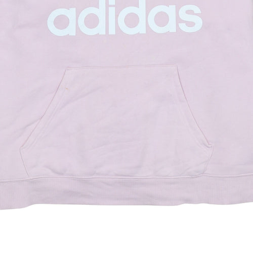 Adidas Women Pink Pullover Hoodie L 16-18 Hooded Logo Sweatshirt
