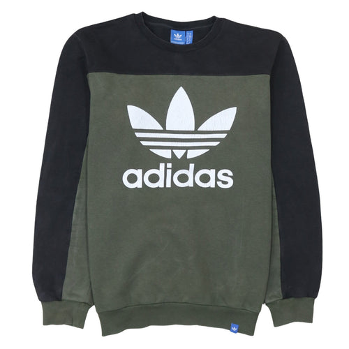 Adidas Men's Green Black Crew Neck Pullover Sweatshirt Size M