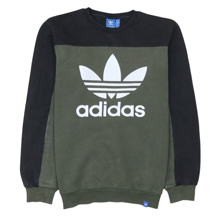 Adidas Men's Green Black Crew Neck Pullover Sweatshirt Size M