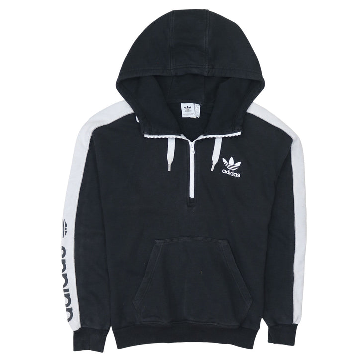 Adidas Women Black & White 1/2 Zip Hoodie Size 8 - Cotton Blend