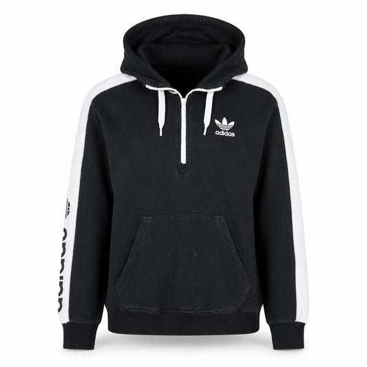 Front view of Adidas Women Black & White 1/2 Zip Hoodie, size 8, - Cotton Blend