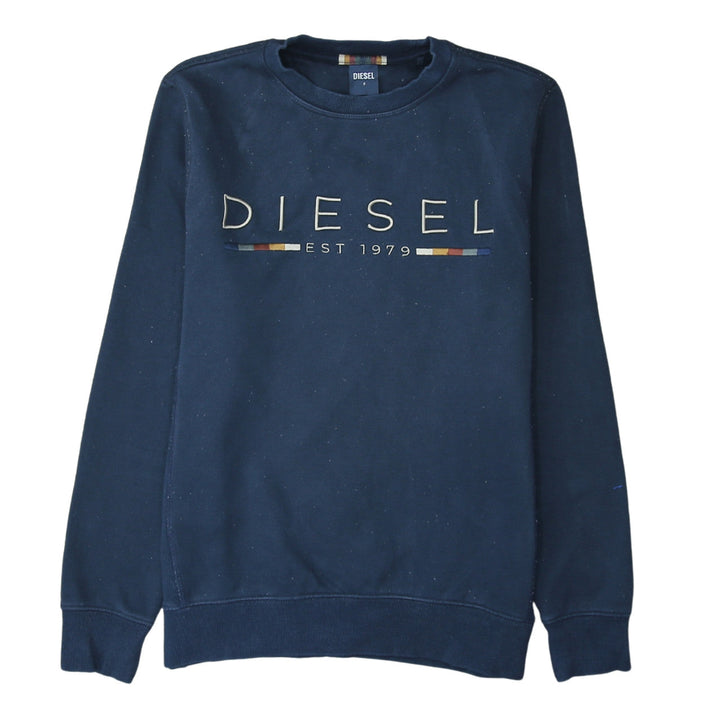 Diesel Men's Blue Embroidered Logo Sweatshirt Size S