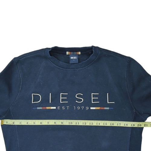 Diesel Men's Blue Embroidered Logo Sweatshirt Size S