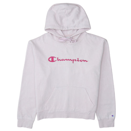 Champion Women Pink Embroidered Pullover Hoodie L Cotton Blend