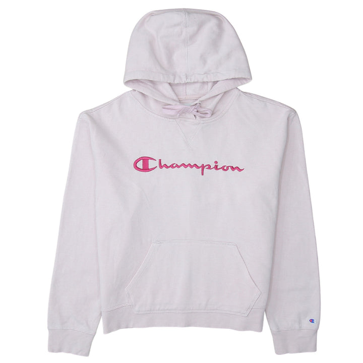 Champion Women Pink Embroidered Pullover Hoodie L Cotton Blend