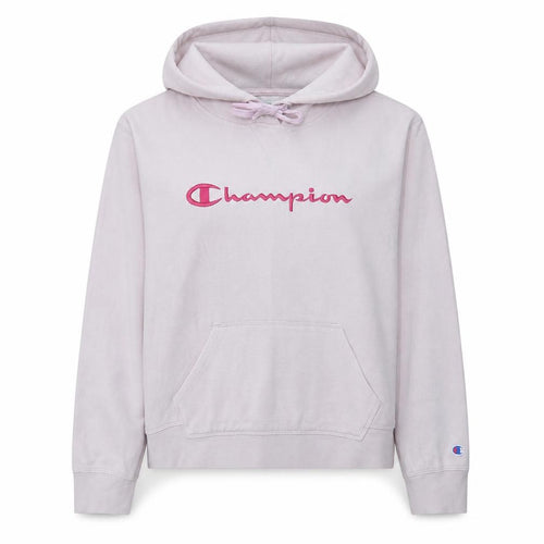 Champion Women Pink Embroidered Pullover Hoodie L Cotton Blend