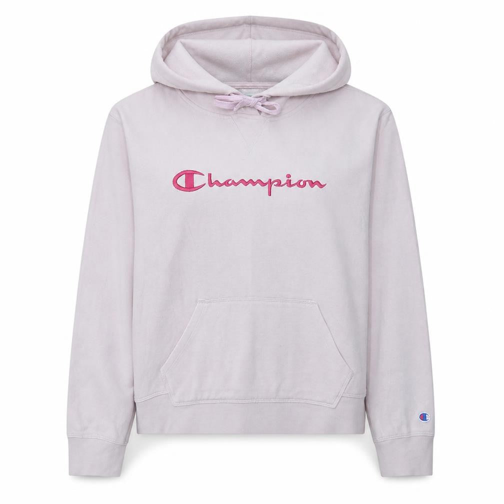 Champion Women Pink Embroidered Pullover Hoodie L Cotton Blend