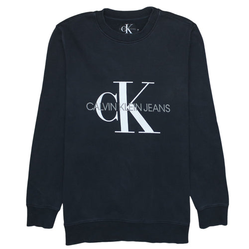 Calvin Klein Jeans Men's Black Logo Crew Neck Sweatshirt M