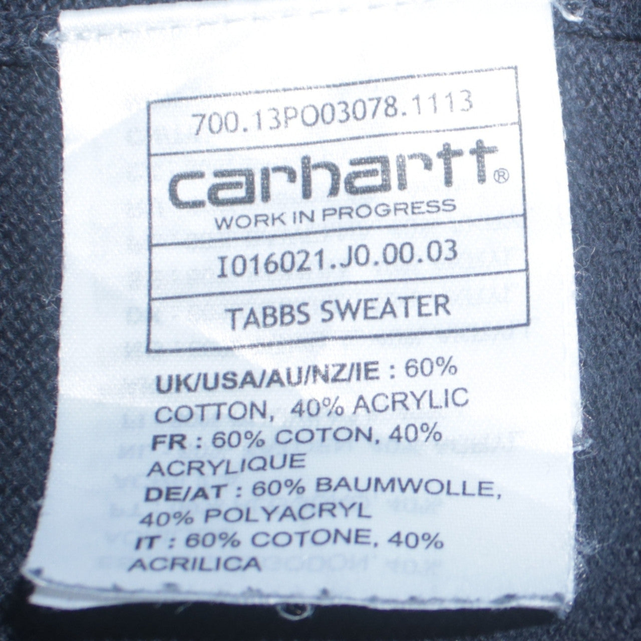 Carhartt Mens Blue XL Crew Neck Cotton Acrylic Pullover Jumper