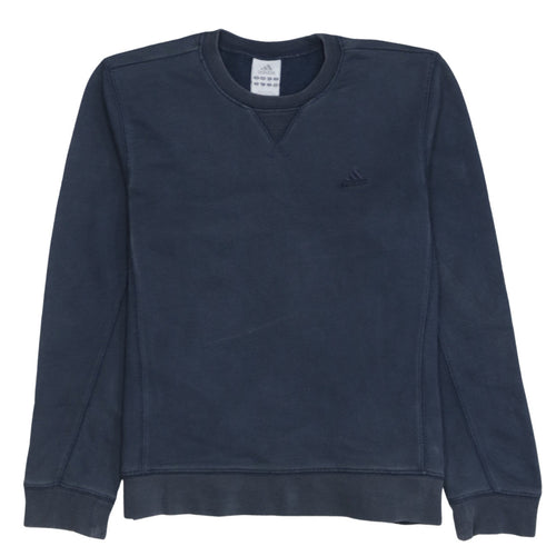 Adidas Womens Navy Blue Crew Neck Sweatshirt Size 10 UK Cotton Blend