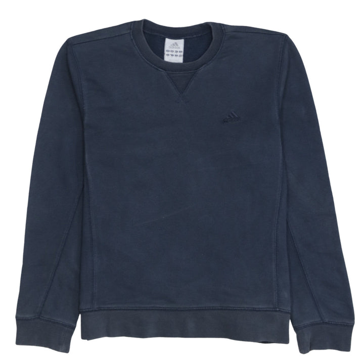 Adidas Womens Navy Blue Crew Neck Sweatshirt Size 10 UK Cotton Blend