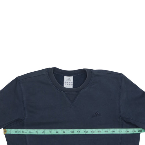 Adidas Womens Navy Blue Crew Neck Sweatshirt Size 10 UK Cotton Blend