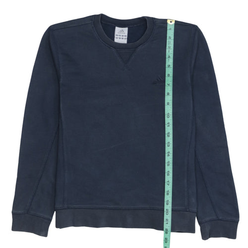 Adidas Womens Navy Blue Crew Neck Sweatshirt Size 10 UK Cotton Blend