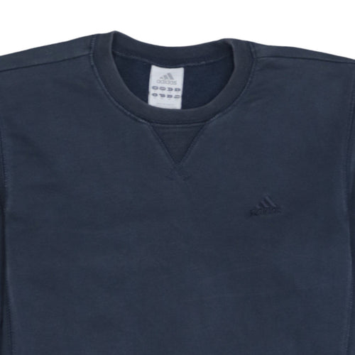 Adidas Womens Navy Blue Crew Neck Sweatshirt Size 10 UK Cotton Blend