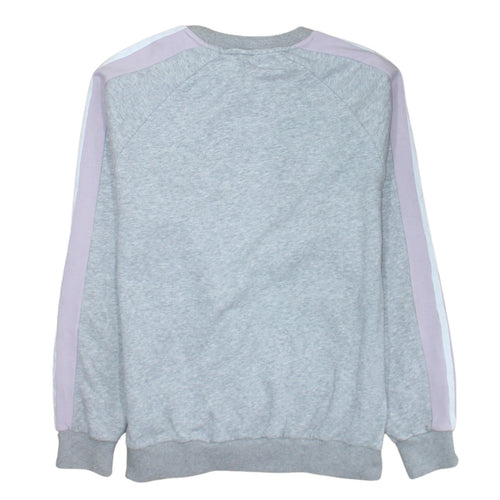 Adidas Women Grey & Lilac 3-Stripes Crew Neck Pullover Sweatshirt UK 6