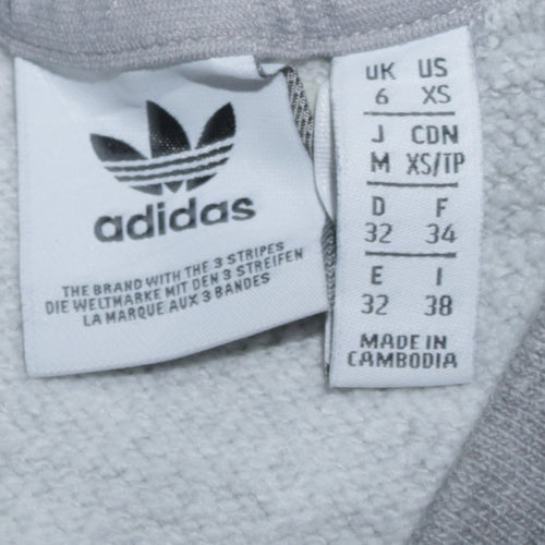 Adidas Women Grey & Lilac 3-Stripes Crew Neck Pullover Sweatshirt UK 6