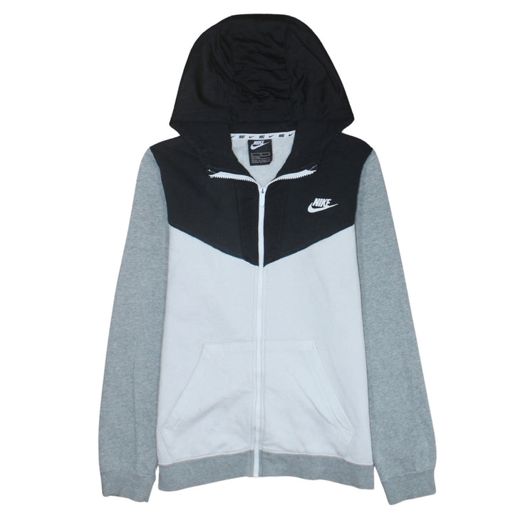 Nike Boys Grey Full Zip Logo Hoodie XL Colourblock Fleece Sweatshirt
